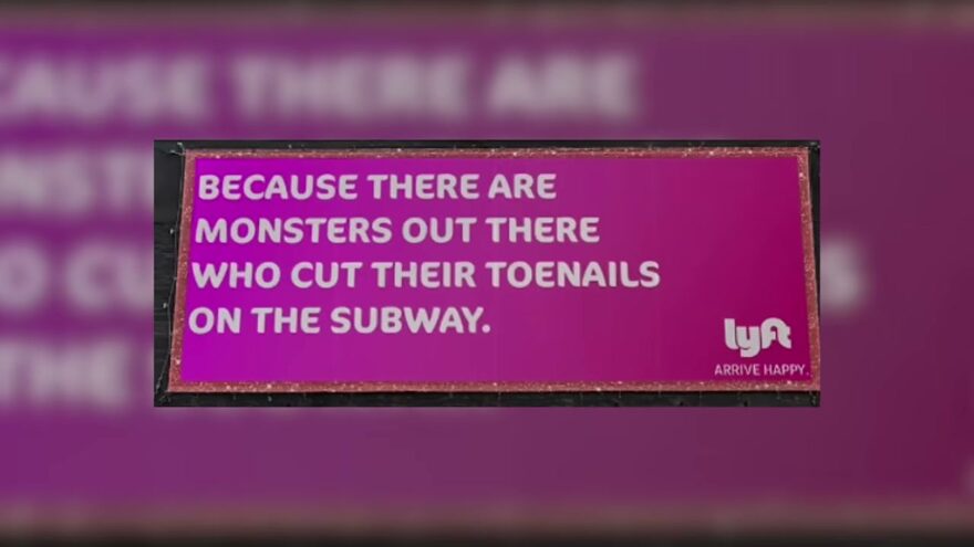 Lyft negative marketing transit ad