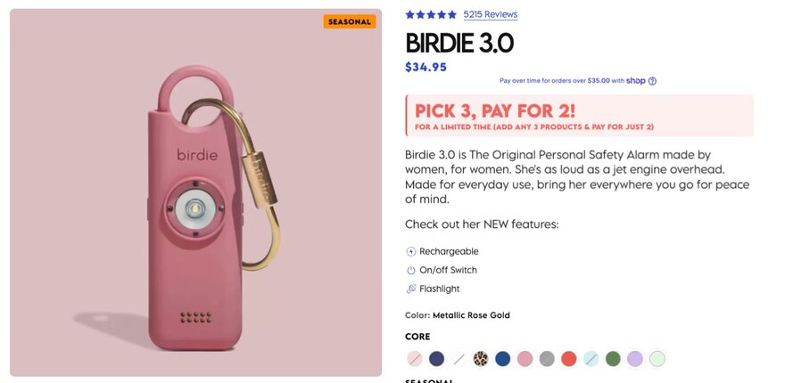 She's Birdie desktop PDP top