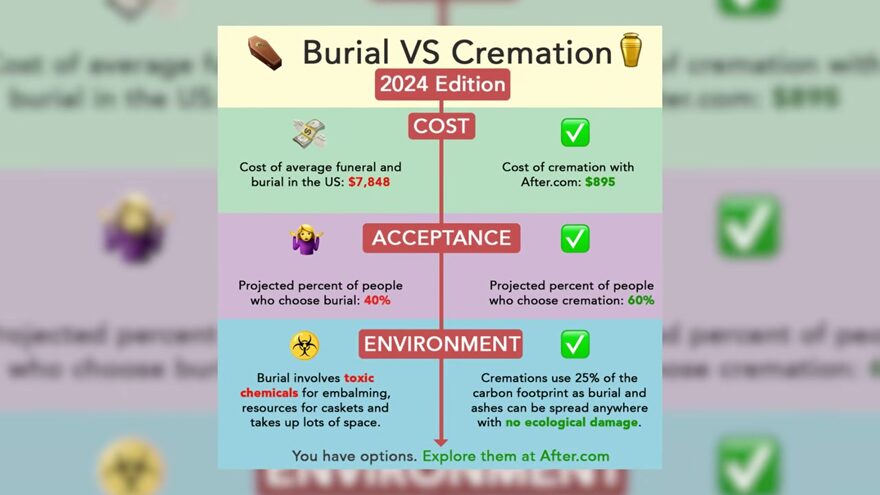 Educational infographic example: Burial vs Cremation