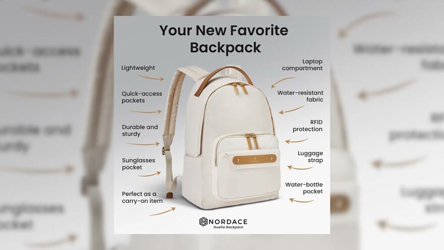 Benefits callout example: Nordace backpack
